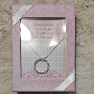 Silver Circle Pendant Necklace in Pink Gift Box